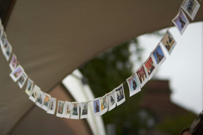 Creative grad party photo display ideas featuring a timeline wall