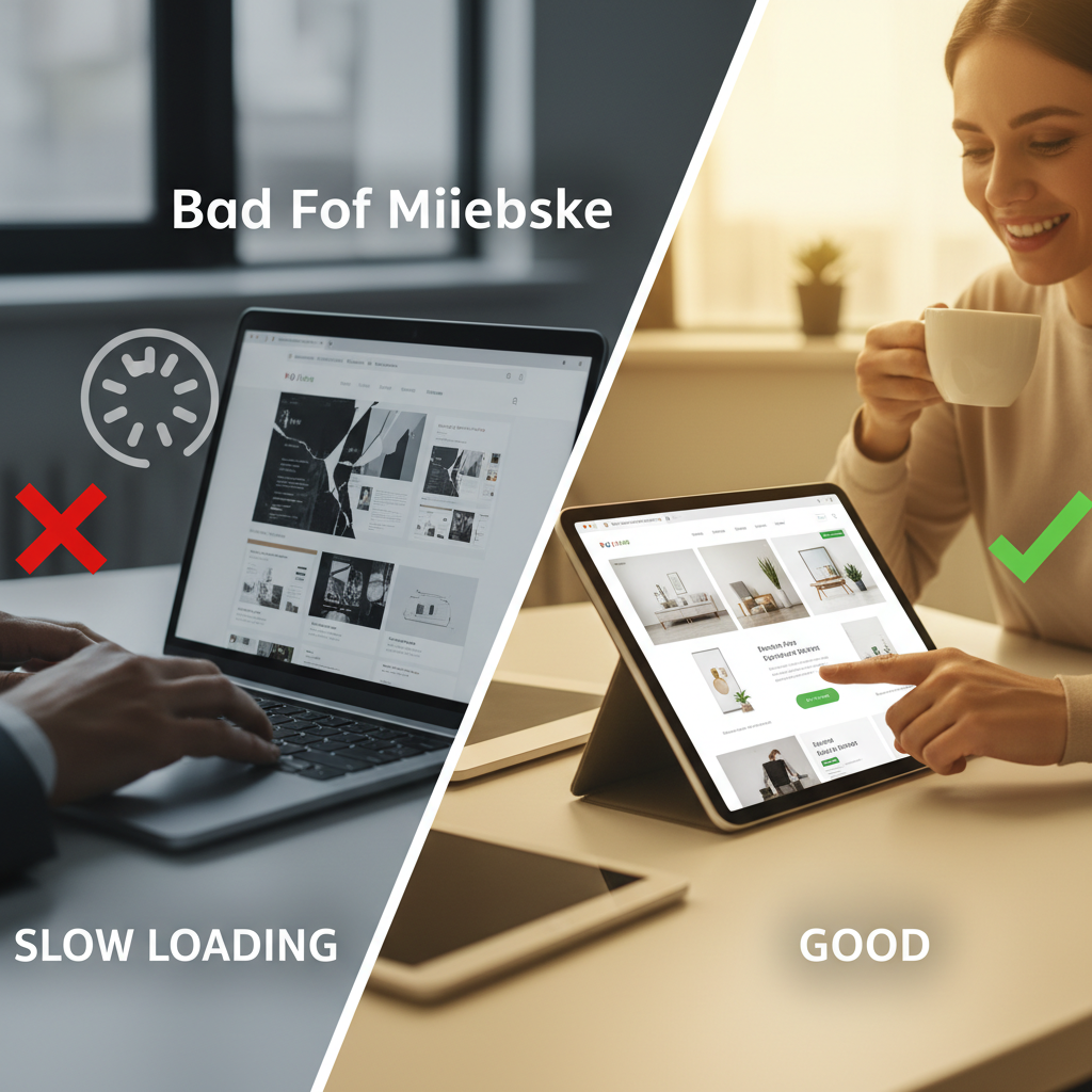 Minimal workspace flat lay with laptop displaying brand color swatches, coffee mug, notebooks, and eucalyptus sprig – illustrating a professional brand‑building environment. Website Mistakes